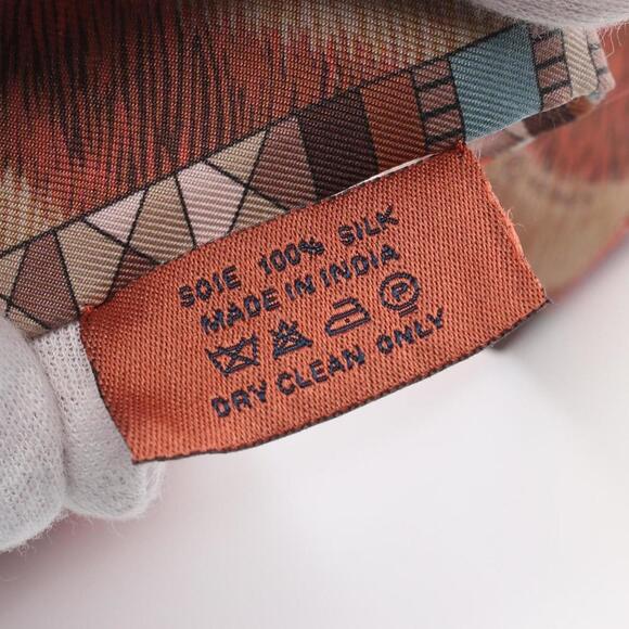 HERMES Twilly Precieux Scarf Brown / Multicolor Silk 85cm - Picture 4 of 7
